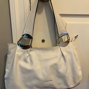 Cromia White Genuine Italian Leather Buckle Shoulder Bag